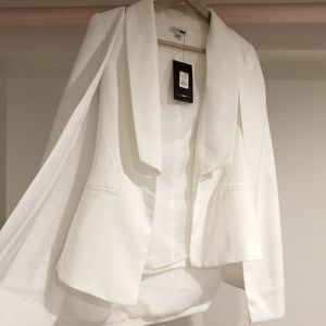 Pure White Fashion Nova Cape Blazer